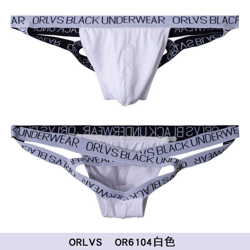 Image of Foreign trade buttocks gay four belt thong breathable bikini sports men’s t pants erotic low-rise cross-border model